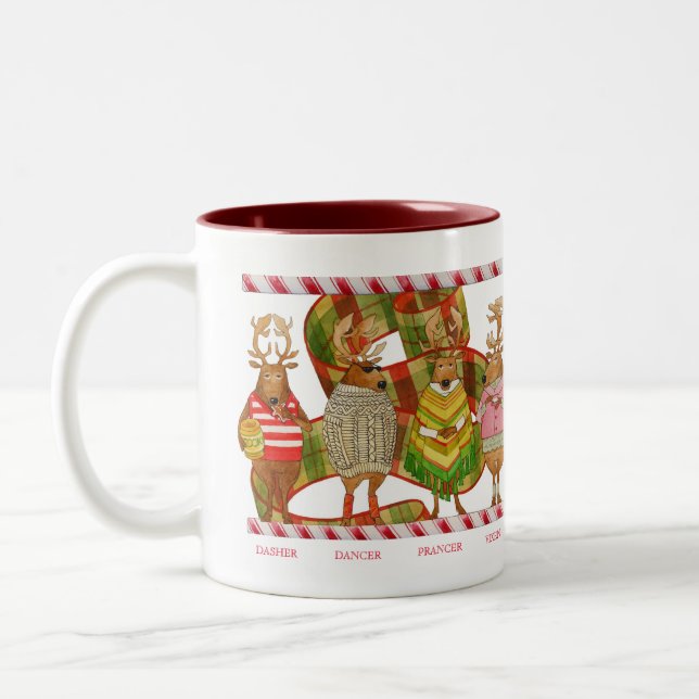 CHRISTMAS REINDEER Maroon Two Tone Mugg (Vänster)