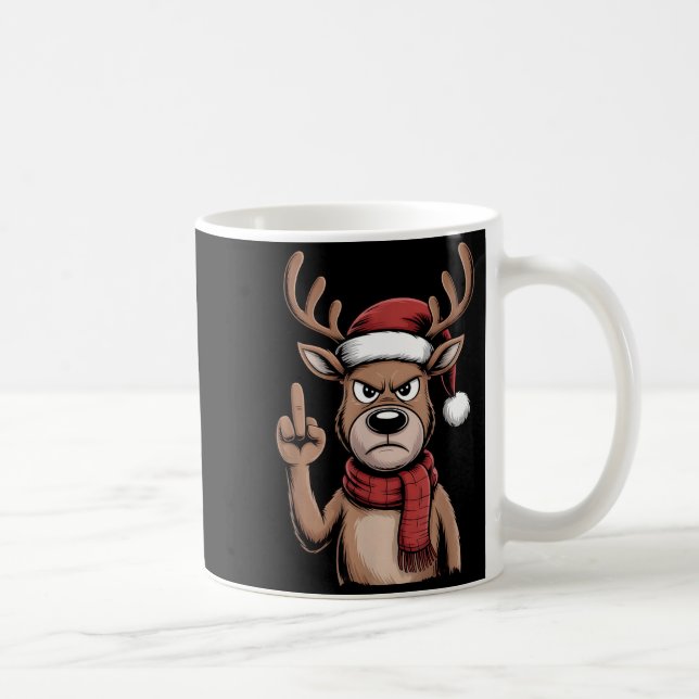 Christmas Reindeer Middle Finger Sarcastic Xmas Fu Kaffemugg (Höger)
