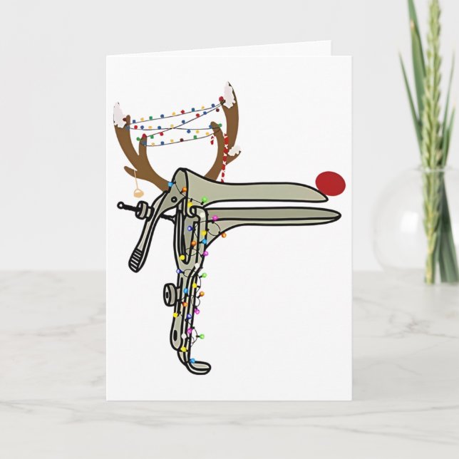 Christmas Reindeer Speculum Nurse Obgyn Obstetrics Kort (Framsida)