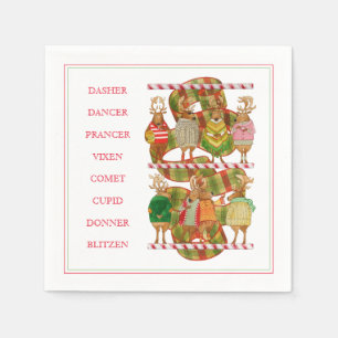 CHRISTMAS REINDEER Standard Cocktail Pappra Napkin Pappersservett