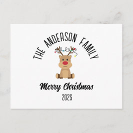 Christmas Reindeer With Lights Personalized Name Helg Vykort