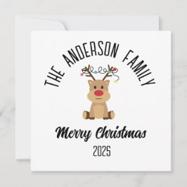 Christmas Reindeer With Lights Personalized Name Julkort