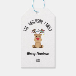 Christmas Reindeer With Lights Personalized Name Presentetikett