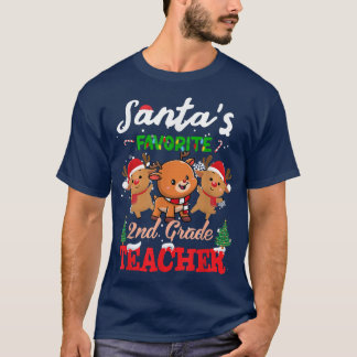 Christmas Reindeers Santas Favorite 2nd Teacher Xm T Shirt