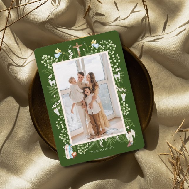 Christmas religious nativity, custom family photo julkort (Skapare uppladdad)