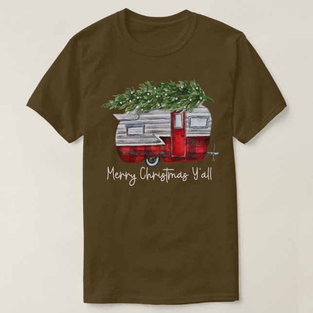 Christmas Retro Camping Caravan Xmas Tree Vehicles T Shirt (Design framsida)