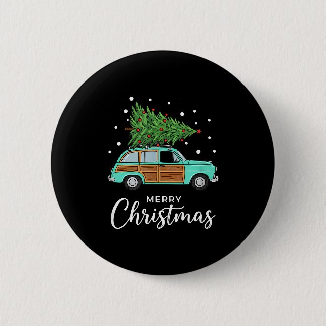 Christmas Retro Car With Christmas Tree - Merry Me Knapp (Framsida)