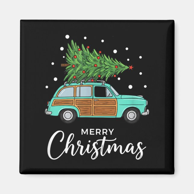 Christmas Retro Car With Christmas Tree - Merry Me Magnet (Framsidan)