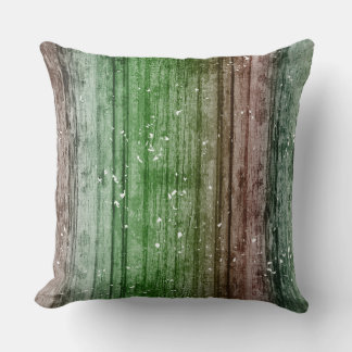 Christmas Retro Red Green Rustic Wood Texture Kudde