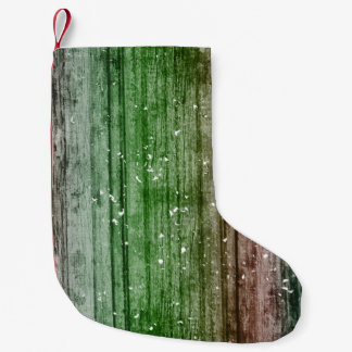 Christmas Retro Red Green Rustic Wood Texture Liten Julstrumpa