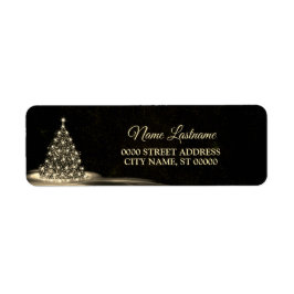 Christmas Return Address Golden Shiny Winter Black Returadress Etikett