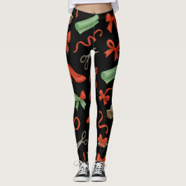 Christmas ribbon and red shoes leggings