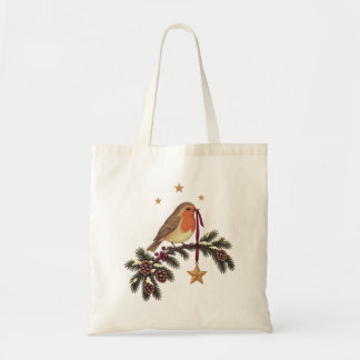 Christmas Robin and Golden Star Tygkasse