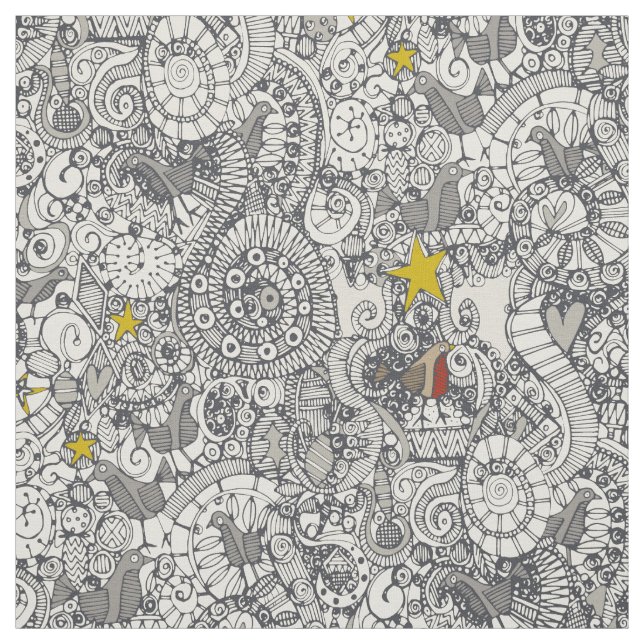 christmas robin träd tyg (Provkarta)