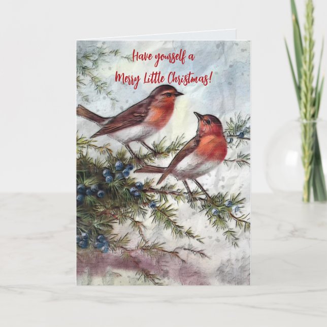 CHRISTMAS ROBINS MILES APART CHRISTMAS CARD TACK KORT (Framsida)