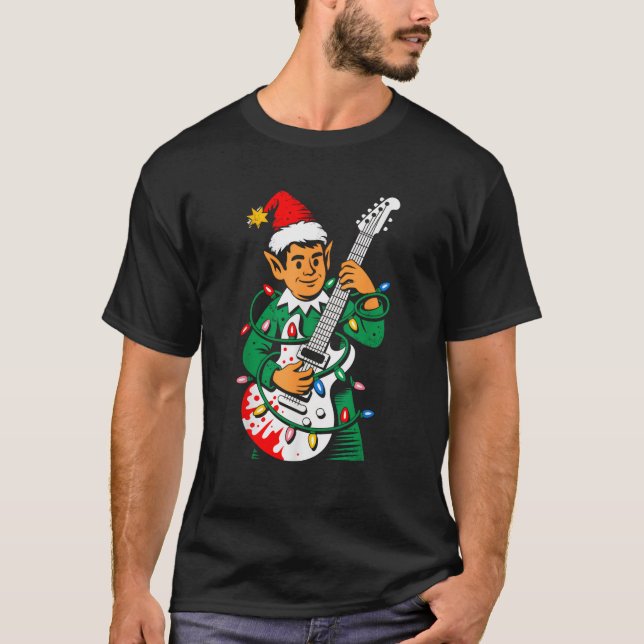 Christmas Rocker Elf Santa Rock Hand Xmas Squad Me T Shirt (Framsida)