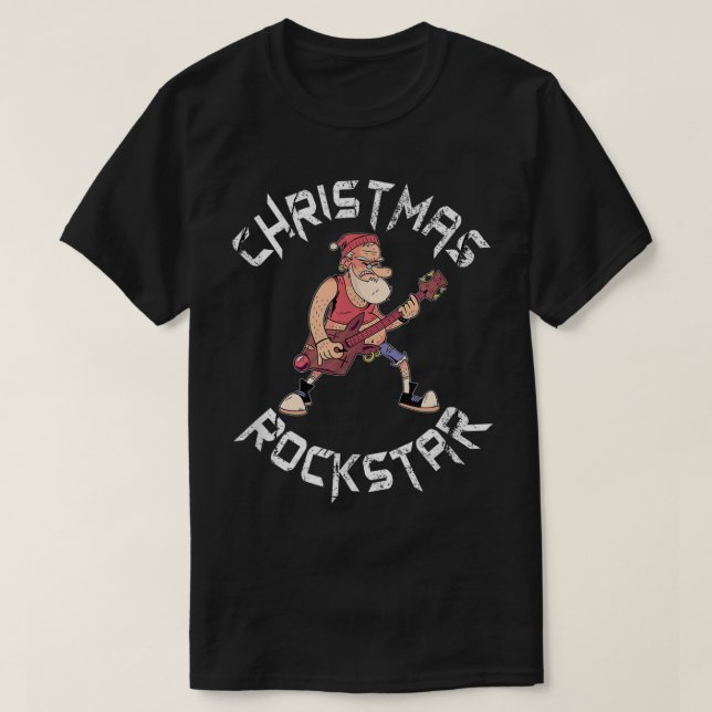 Christmas Rockstar Guitar Design T Shirt (Design framsida)