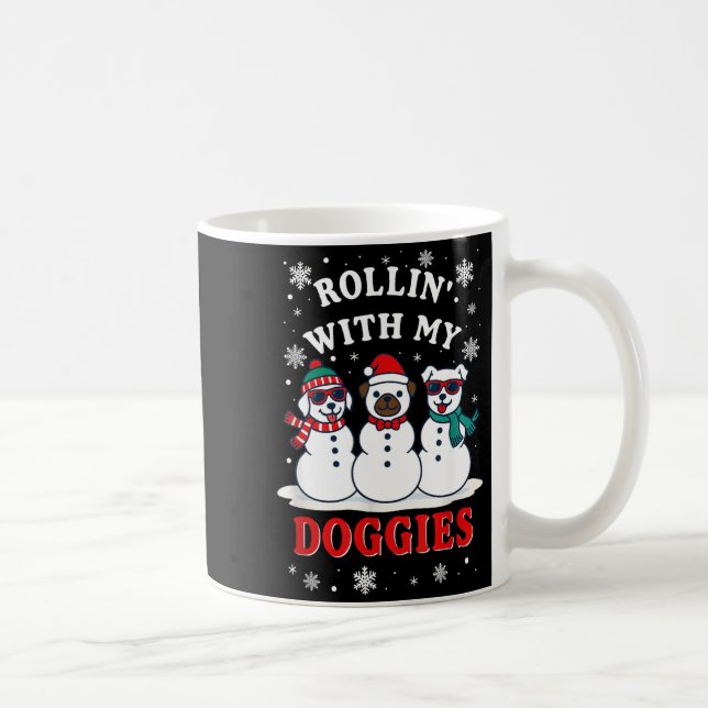 Christmas Rollin'with My Doggies Funny Gift Lover  Kaffemugg (Höger)