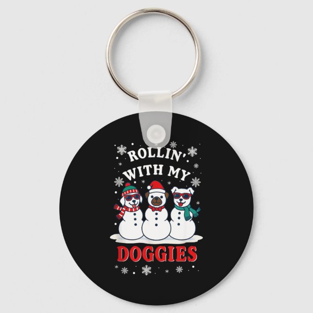 Christmas Rollin'with My Doggies Funny Gift Lover  Nyckelring (Framsida)