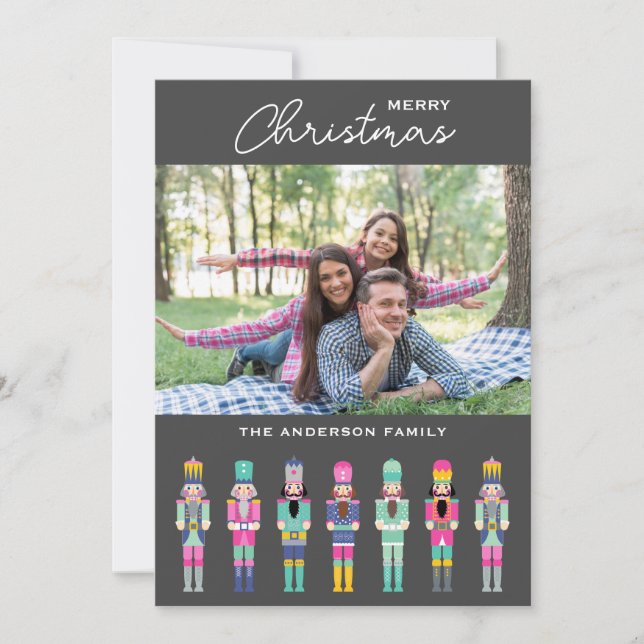 CHRISTMAS ROSA NUTCRACKER PHOTO GREETING Card Inbjudningar (Framsida)