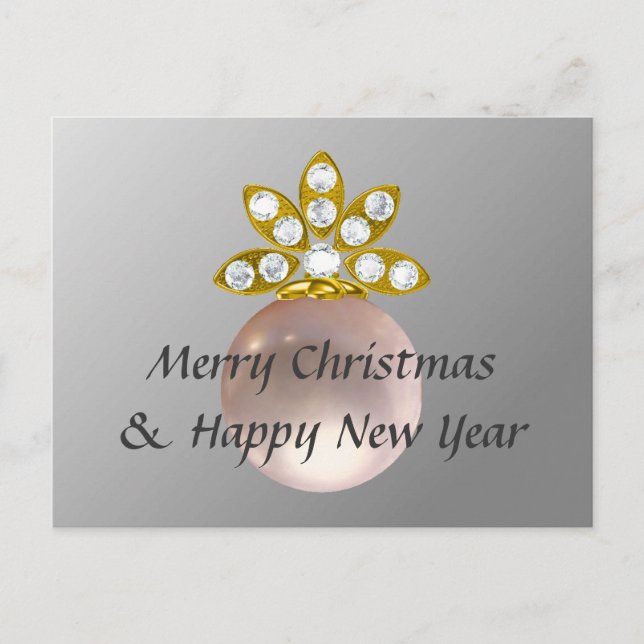 CHRISTMAS ROSA PEARL HELG VYKORT (Framsida)