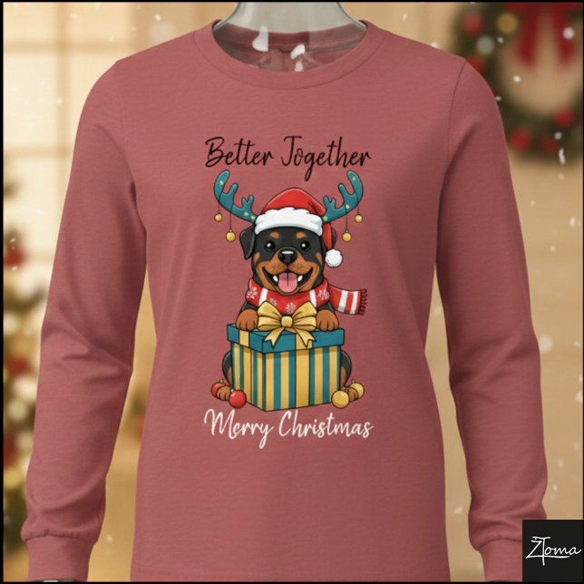 Christmas Rottweiler Reindeer Scarf Gift Graphic T Shirt (Skapare uppladdad)