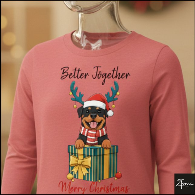 Christmas Rottweiler Reindeer Scarf Gift Graphic T Shirt (Skapare uppladdad)