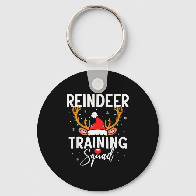 Christmas Running Team Funny Reindeer Training Squ Nyckelring (Framsida)