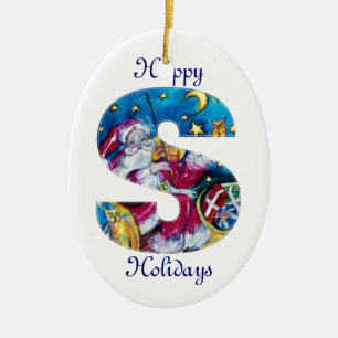 CHRISTMAS S BREV / INSPIRED SANTA MONOGRAM JULGRANSPRYDNAD KERAMIK