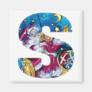 CHRISTMAS S BREV / INSPIRED SANTA MONOGRAM MAGNET