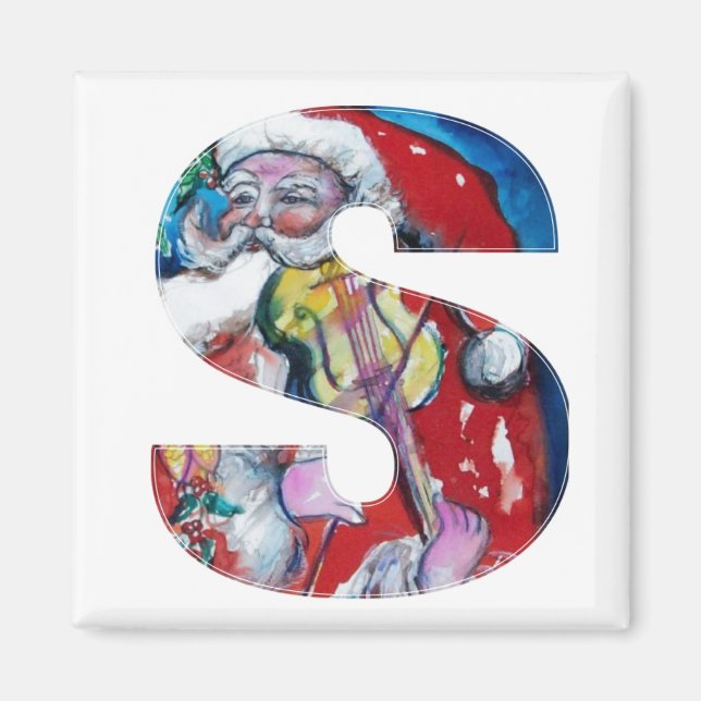 CHRISTMAS S BREV / SANTA MED VIOLIN MONOGRAM MAGNET (Framsidan)