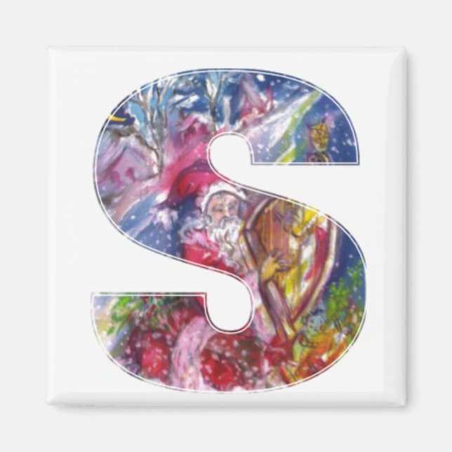 CHRISTMAS S BREV / SANTA PLAYP HARP MAGNET (Framsidan)