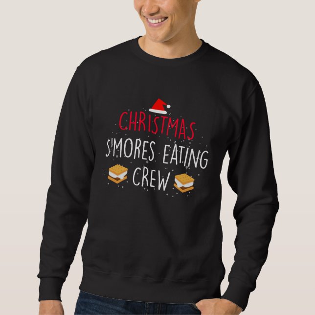 Christmas S mores Eating Crew Marshmallow PJs For  Lång Ärmad Tröja (Framsida)