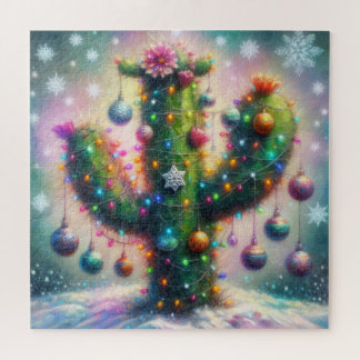 Christmas Saguaro Cactus Whimsical Desert Pussel