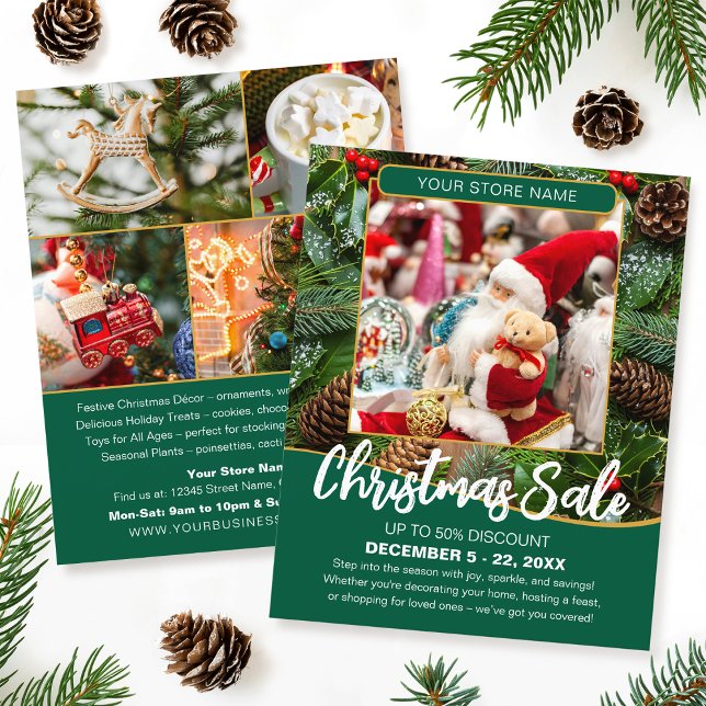 Christmas Sale Shopping Festive Green Business Flygblad (Skapare uppladdad)