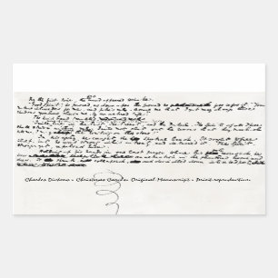 CHRISTMAS SÅNG CHARLES DICKENS MANUSCRIPT REKTANGULÄRT KLISTERMÄRKE
