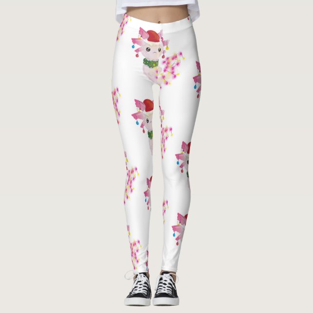 christmas Santa axolotl Leggings (Framsida)