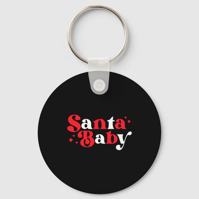 Christmas Santa Baby Cute Modern Tygraphy Script B Nyckelring (Framsida)