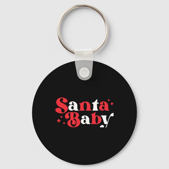 Christmas Santa Baby Cute Modern Tygraphy Script B Nyckelring (Framsida)