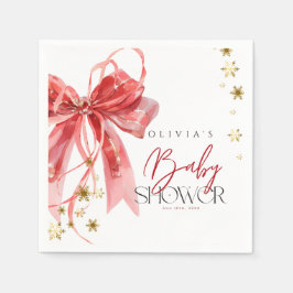 Christmas Santa Baby Red and Gold Baby Shower Pappersservett