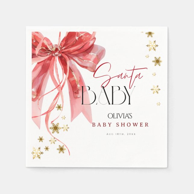 Christmas Santa Baby Red and Gold  Pappersservett (Framsidan)