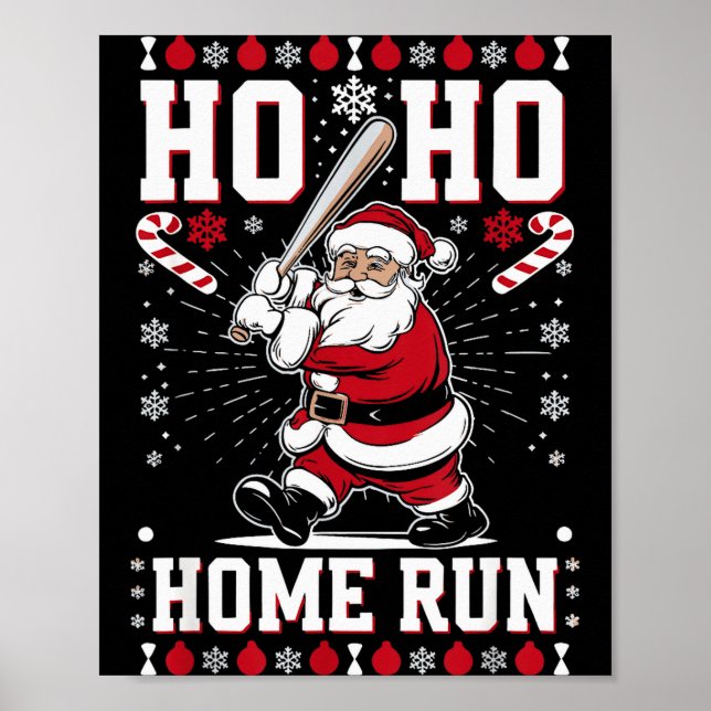 Christmas Santa Baseball Home Run Ho Ho Home Run , Poster (Framsidan)