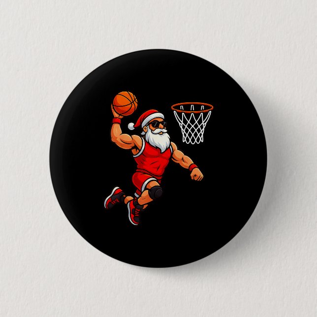 Christmas Santa Basketball Player Dunking Basketba Knapp (Framsida)