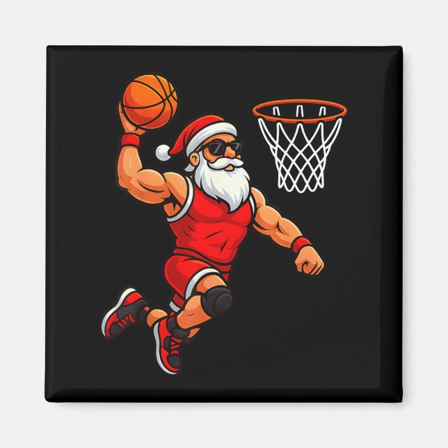 Christmas Santa Basketball Player Dunking Basketba Magnet (Framsidan)