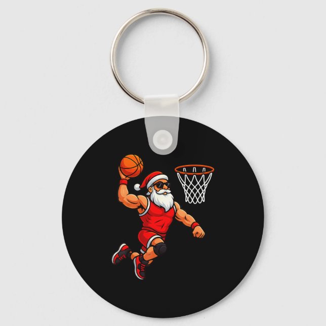 Christmas Santa Basketball Player Dunking Basketba Nyckelring (Framsida)