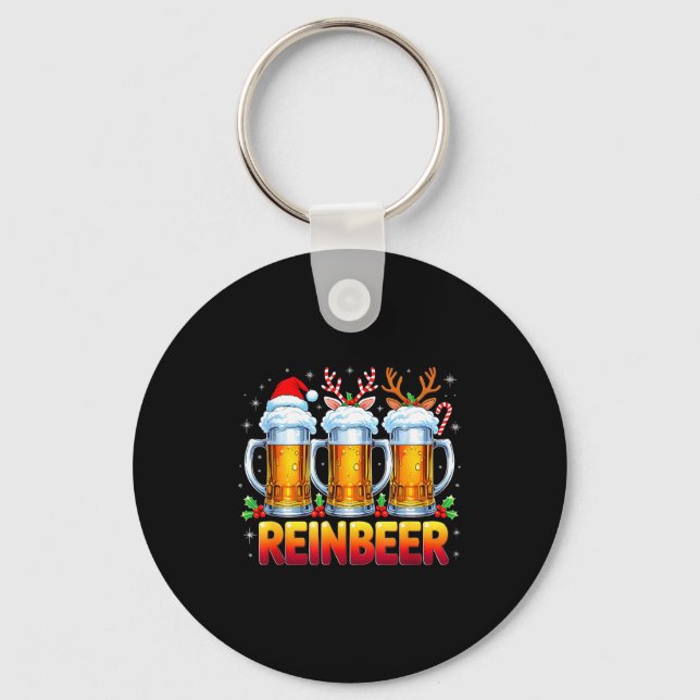 Christmas Santa Beer Lovers Funny Drinking Trend N Nyckelring (Framsida)