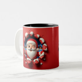 Christmas Santa Claus 3D Mugs| Merry Christmas Mug Två-Tonad Mugg