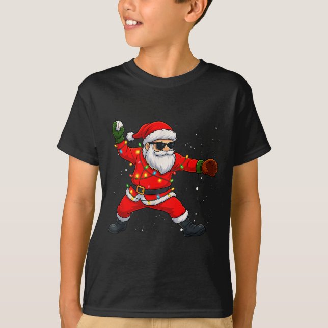 Christmas Santa Claus Baseball Tcher Boys Kids Tee (Framsida)