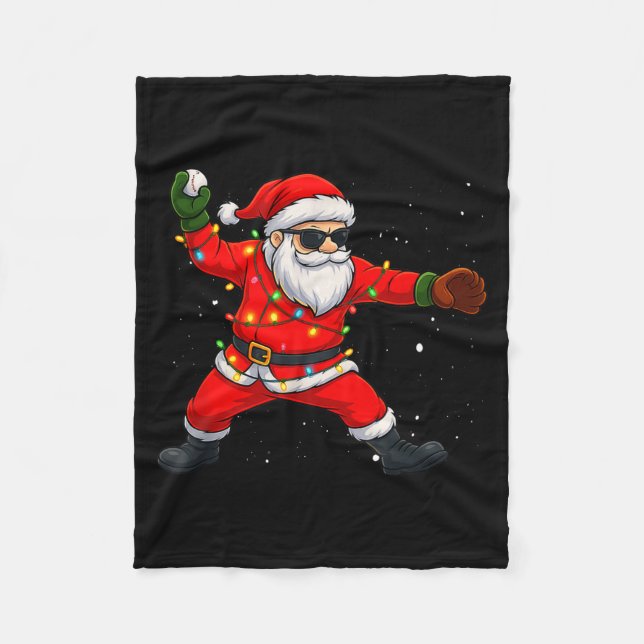 Christmas Santa Claus Baseball Tcher Boys Kids Tee Fleecefilt (Framsidan)