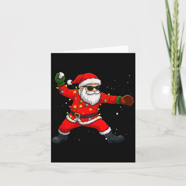 Christmas Santa Claus Baseball Tcher Boys Kids Tee Kort (Framsida)